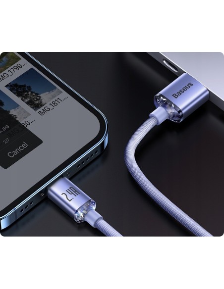 Baseus Crystal Shine Kabel USB Do Lightning 2m Fioletowy