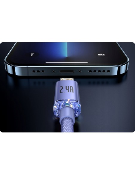 Baseus Crystal Shine Kabel USB Do Lightning 2m Fioletowy
