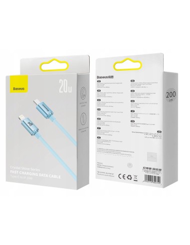Baseus Crystal Shine Kabel USB-C Do Lightning 2m Niebieski