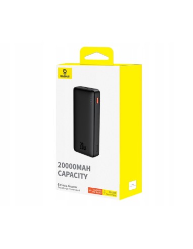 Baseus Airpow Power Bank 20W 20000mAh z Kablem USB-C Czarny