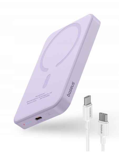 Baseus Magnetic Mini Power Bank Magsafe 5000mAh 20W Fioletowy