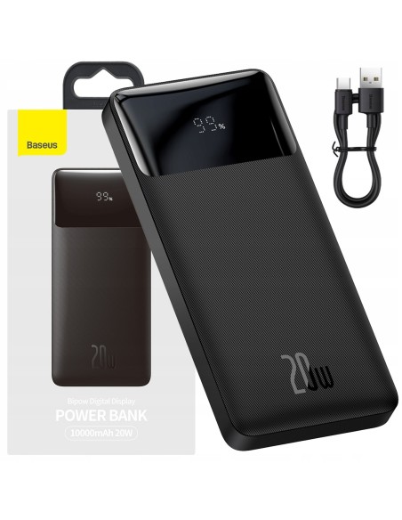 Baseus Bipow Power Bank Z Cyfrowym Wyświtlaczem 10000mAh 20W Czarny