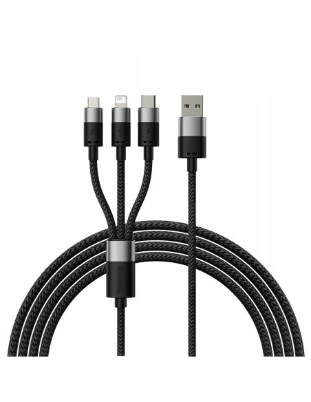 Baseus StarSpeed Kabel 3w1 USB Do Micro Lightning USB-C 1.2m Czarny