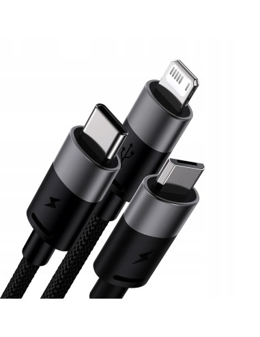 Baseus StarSpeed Kabel 3w1 USB Do Micro Lightning USB-C 1.2m Czarny