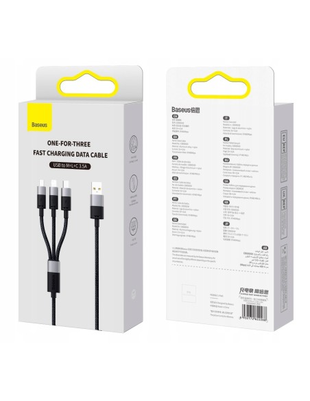Baseus StarSpeed Kabel 3w1 USB Do Micro Lightning USB-C 1.2m Czarny