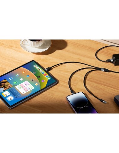 Baseus StarSpeed Kabel 3w1 USB Do Micro Lightning USB-C 1.2m Czarny