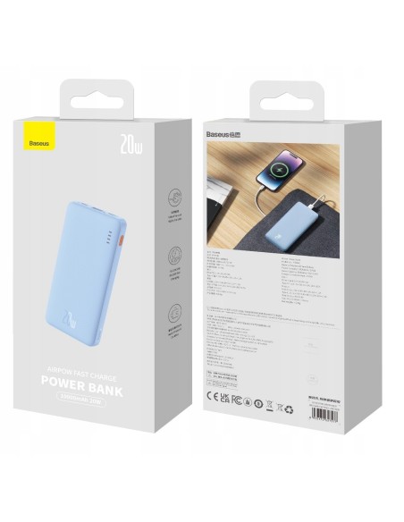 Baseus Airpow Power Bank Z Szybkim Ładowaniem 20W 10000mAh Niebieski