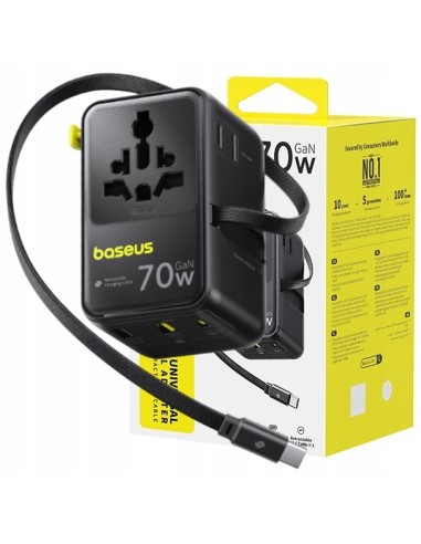 Baseus EnerCore CG11 Adapter Podróżny 2AC+2U+2C 70W Czarny