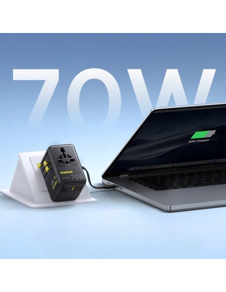 Baseus EnerCore CG11 Adapter Podróżny 2AC+2U+2C 70W Czarny