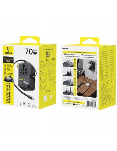 Baseus EnerCore CG11 Adapter Podróżny 2AC+2U+2C 70W Czarny
