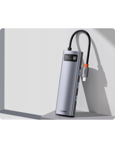 Baseus Metal Gleam Series HUB 8w1 USB-C - HDMI 4K 3x USB3.0 USB-C RJ45
