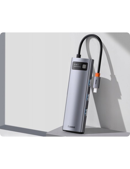 Baseus Metal Gleam Series HUB 8w1 USB-C - HDMI 4K 3x USB3.0 USB-C RJ45