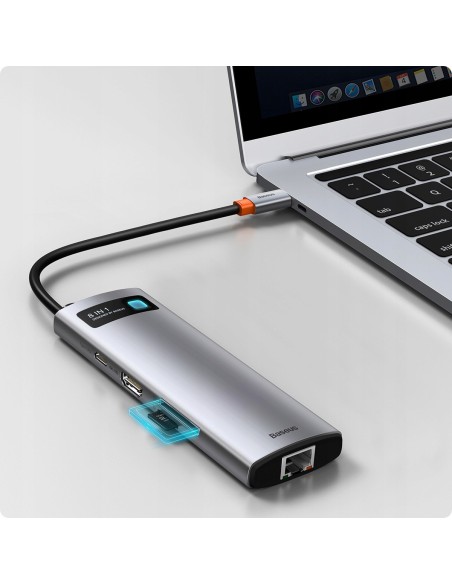 Baseus Metal Gleam Series HUB 8w1 USB-C - HDMI 4K 3x USB3.0 USB-C RJ45