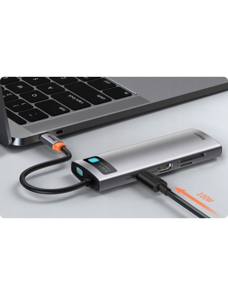 Baseus Metal Gleam Series HUB 8w1 USB-C - HDMI 4K 3x USB3.0 USB-C RJ45