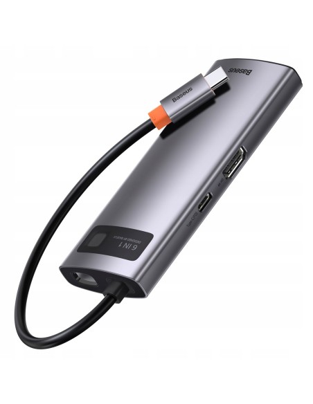 Baseus Metal Gleam Series HUB 6w1 USB-C - HDMI 4K 3x USB3.0 USB-C RJ45