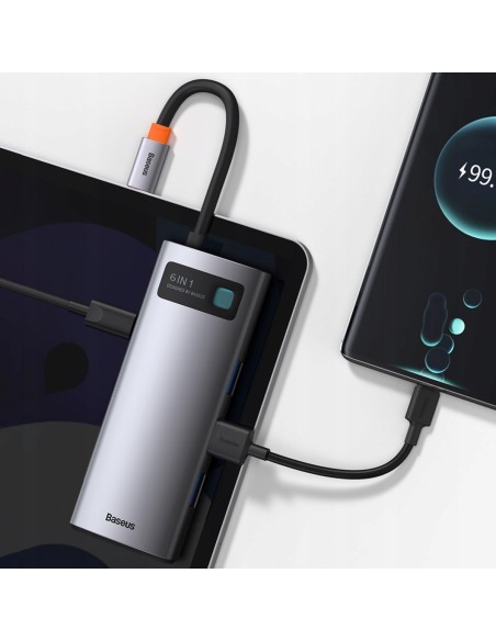 Baseus Metal Gleam Series HUB 6w1 USB-C - HDMI 4K 3x USB3.0 USB-C RJ45