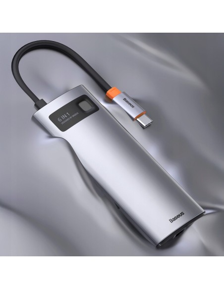 Baseus Metal Gleam Series HUB 6w1 USB-C - HDMI 4K 3x USB3.0 USB-C RJ45