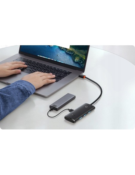 Baseus Lite Series HUB USB-C - USB 3.0 x 4 Kabel 25cm Czarny