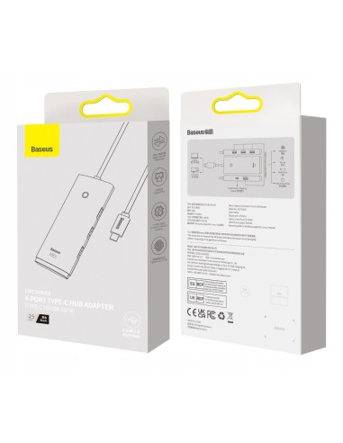 Baseus Lite Series HUB USB-C - USB 3.0 x 4 Kabel 25cm Czarny