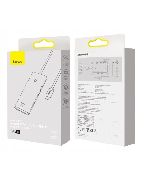 Baseus Lite Series HUB USB-C - USB 3.0 x 4 Kabel 25cm Czarny