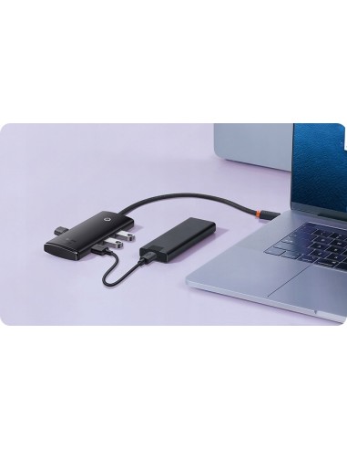 Baseus Lite Series HUB USB-C - USB 3.0 x 4 Kabel 25cm Czarny