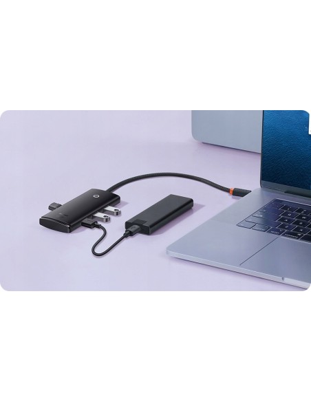 Baseus Lite Series HUB USB-C - USB 3.0 x 4 Kabel 25cm Czarny