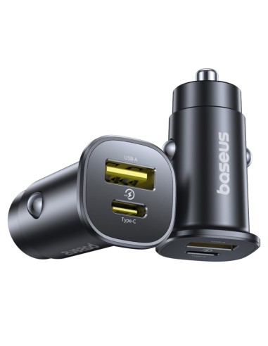 Baseus GoTrip Ładowarka Samochodowa USB-A USB-C 30W Czarny