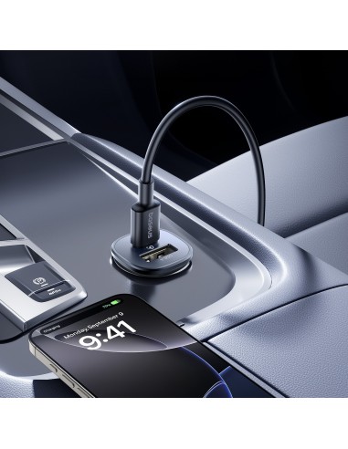 Baseus GoTrip Ładowarka Samochodowa USB-A USB-C 30W Czarny