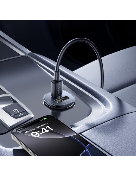 Baseus GoTrip Ładowarka Samochodowa USB-A USB-C 30W Czarny