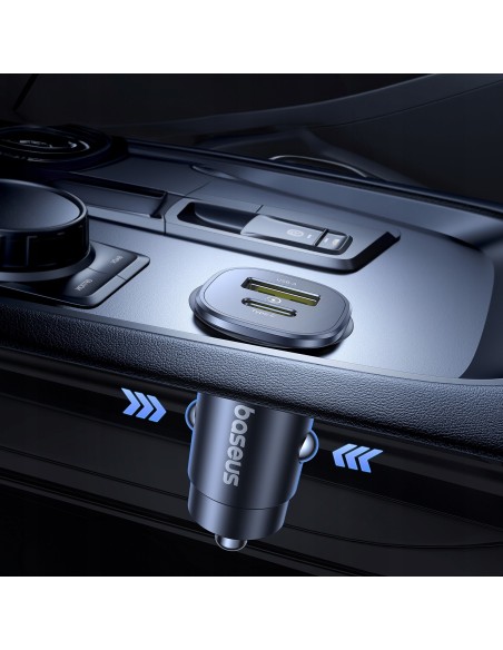 Baseus GoTrip Ładowarka Samochodowa USB-A USB-C 30W Czarny