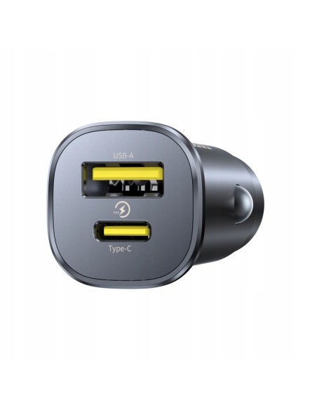 Baseus GoTrip Ładowarka Samochodowa USB-A USB-C 30W Czarny