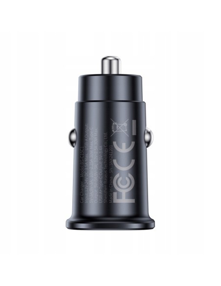 Baseus GoTrip Ładowarka Samochodowa USB-A USB-C 30W Czarny