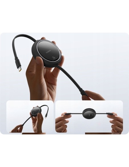 Baseus Free2Pull Rozwijany Kabel USB-C Do Ligtning 20W 1m Czarny