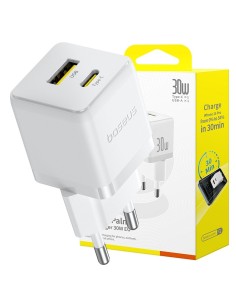 Baseus Palm Szybka Ładowarka Sieciowa C+U 30W Biała
