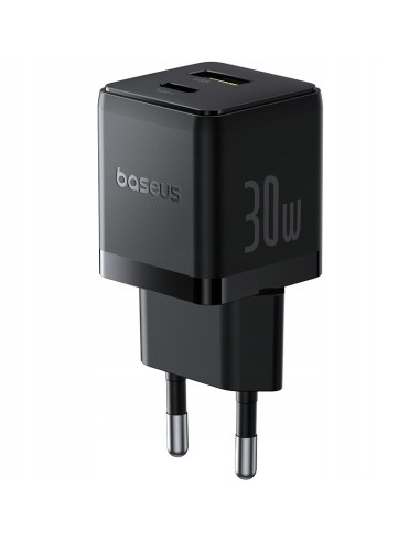 Baseus Palm Szybka Ładowarka Sieciowa USB-C+USB-A 30W Czarna