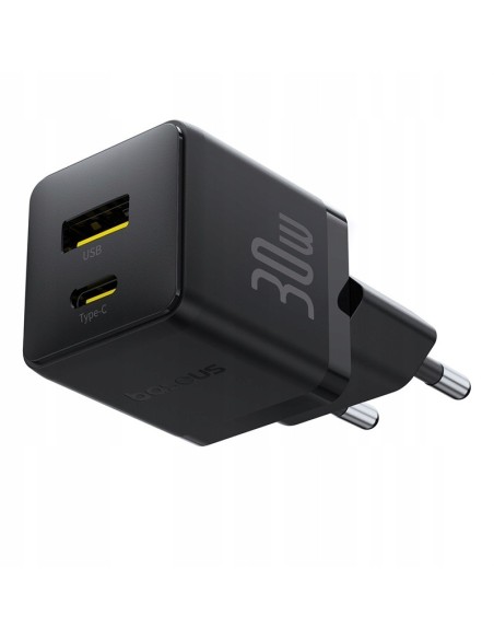 Baseus Palm Szybka Ładowarka Sieciowa USB-C+USB-A 30W Czarna