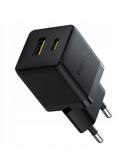 Baseus Palm Szybka Ładowarka Sieciowa USB-C+USB-A 30W Czarna