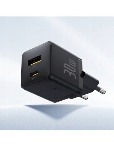 Baseus Palm Szybka Ładowarka Sieciowa USB-C+USB-A 30W Czarna