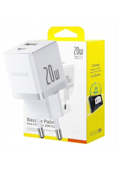 Baseus Palm Szybka Ładowarka Sieciowa C+U 20W Biała