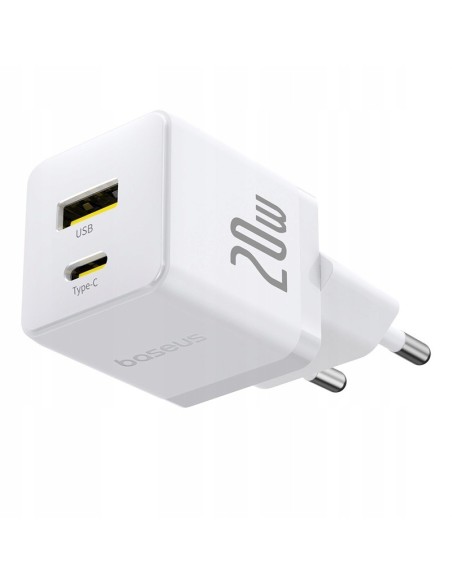 Baseus Palm Szybka Ładowarka Sieciowa C+U 20W Biała