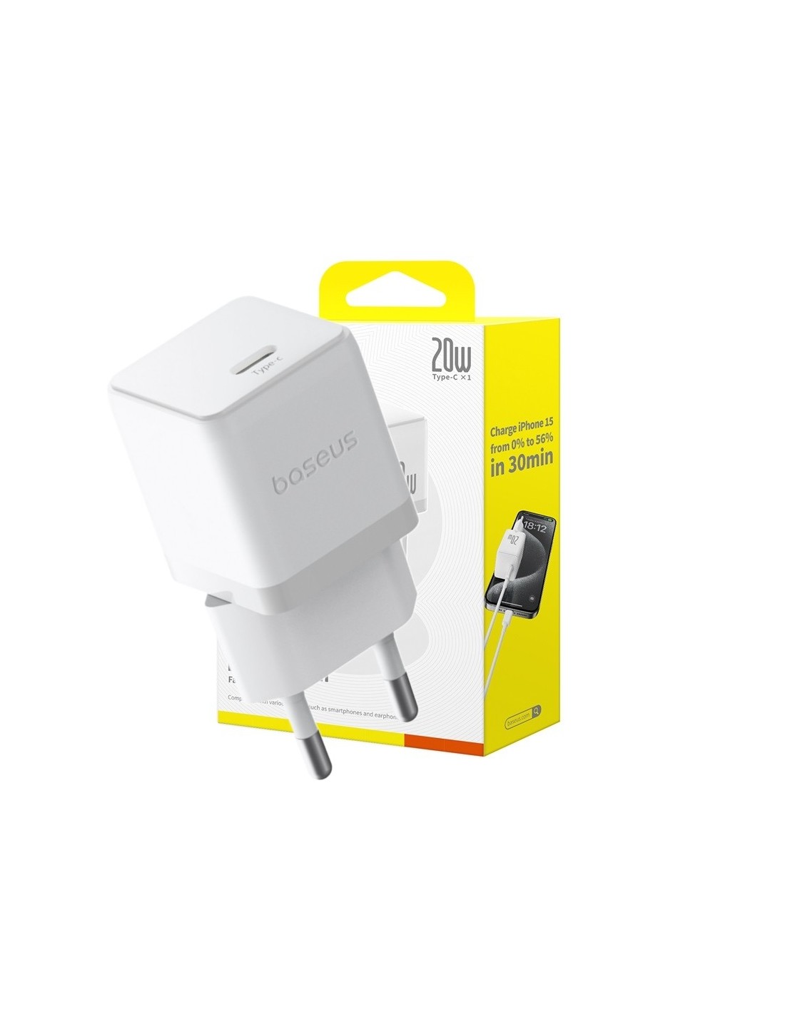 Baseus Palm Szybka Ładowarka Sieciowa USB-C 20W Biała