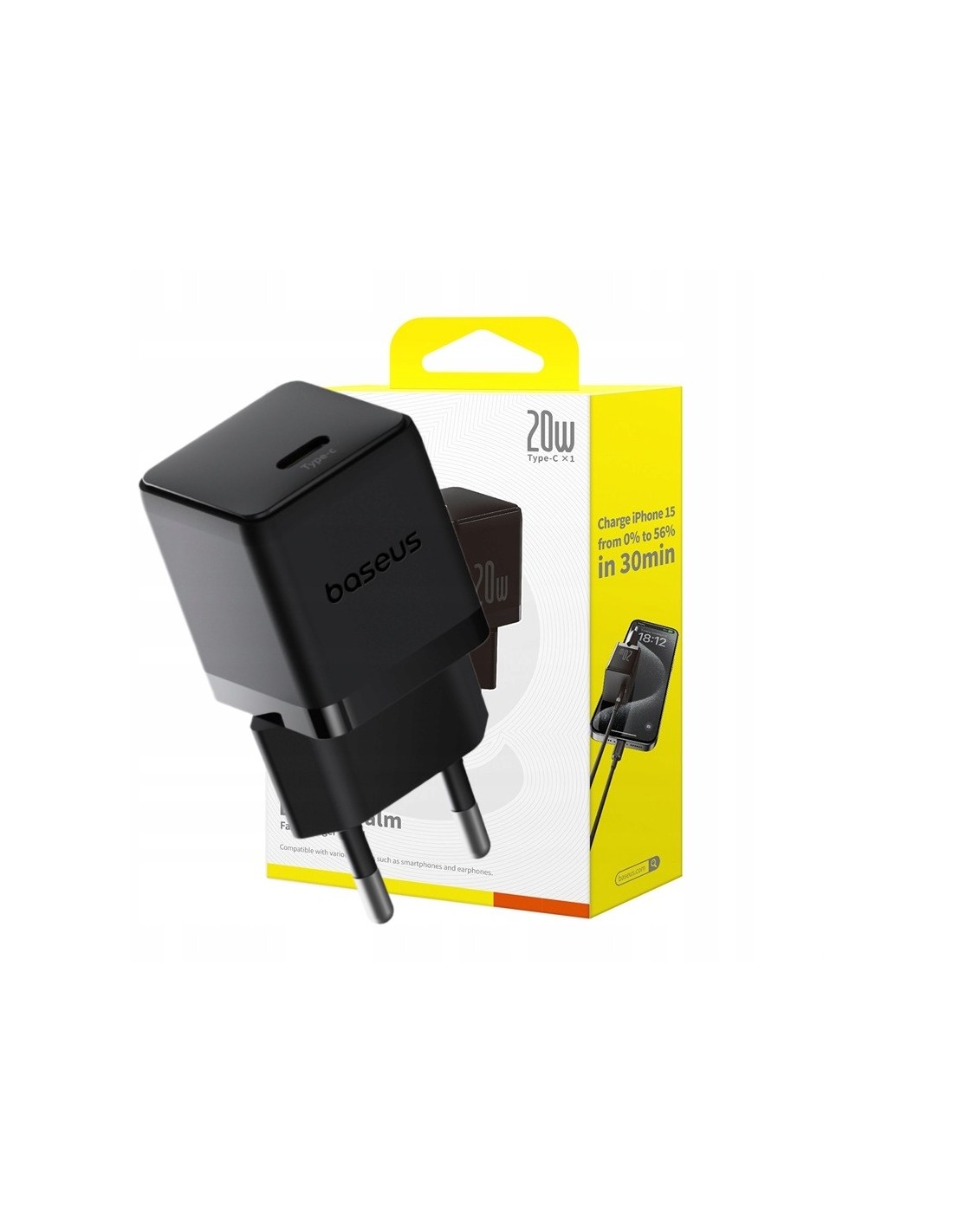 Baseus Palm Szybka Ładowarka Sieciowa 1C 20W Czarna