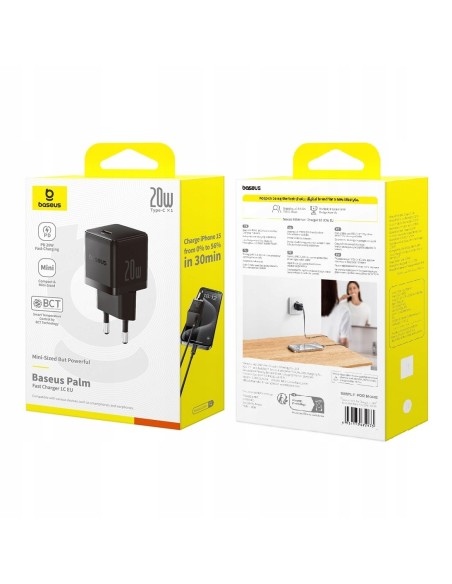 Baseus Palm Szybka Ładowarka Sieciowa 1C 20W Czarna
