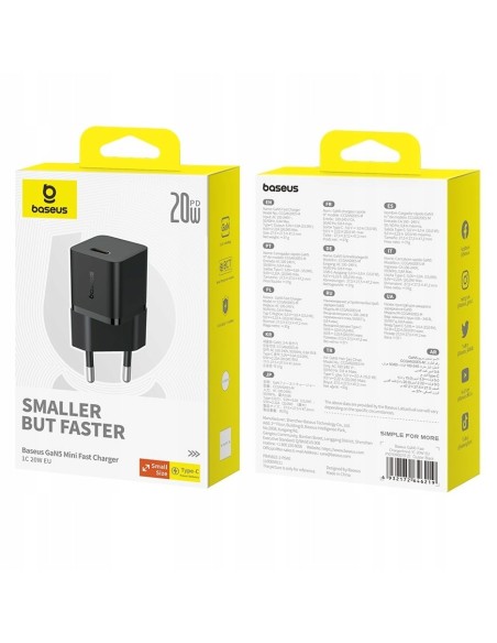 Baseus GaN5 Szybka Ładowarka Sieciowa Mini 1C 20W Czarna