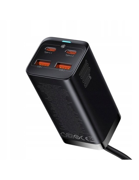 Baseus GAN3 Pro Ładowarka Sieciowa  2xUSB-A 2xUSB-C 100W Czarna
