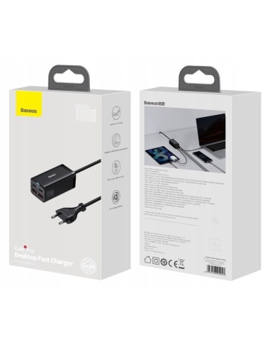 Baseus GAN3 Pro Ładowarka Sieciowa  2xUSB-A 2xUSB-C 100W Czarna