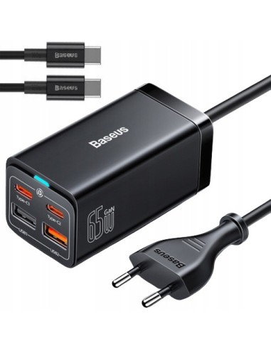Baseus GAN3 Pro Ładowarka Sieciowa zasilacz 2xUSB-A 2xUSB-C 65W Czarna