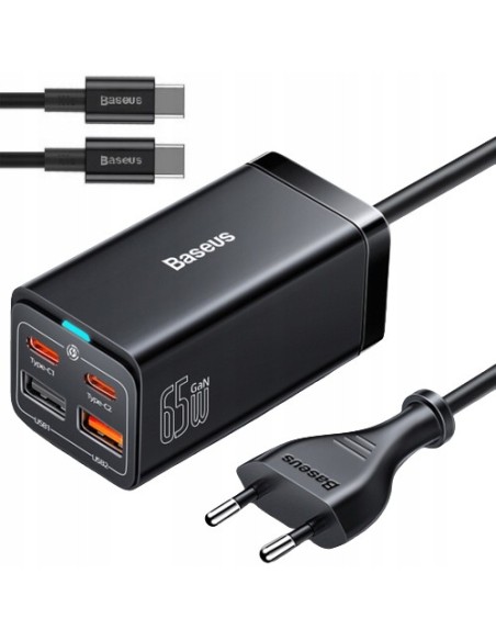 Baseus GAN3 Pro Ładowarka Sieciowa zasilacz 2xUSB-A 2xUSB-C 65W Czarna