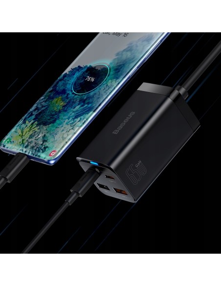 Baseus GAN3 Pro Ładowarka Sieciowa zasilacz 2xUSB-A 2xUSB-C 65W Czarna