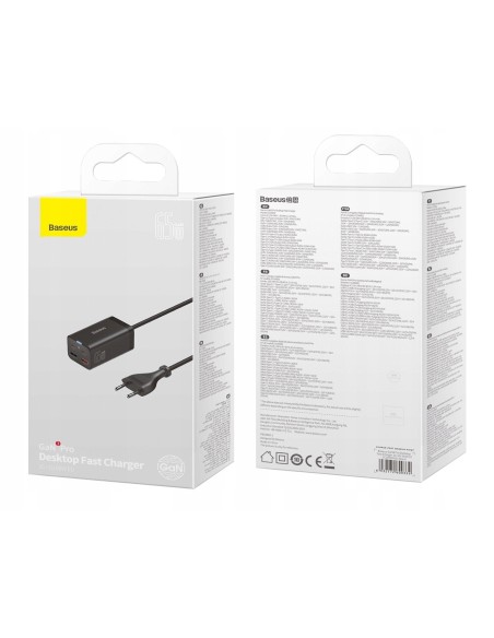Baseus GAN3 Pro Ładowarka Sieciowa zasilacz 2xUSB-A 2xUSB-C 65W Czarna